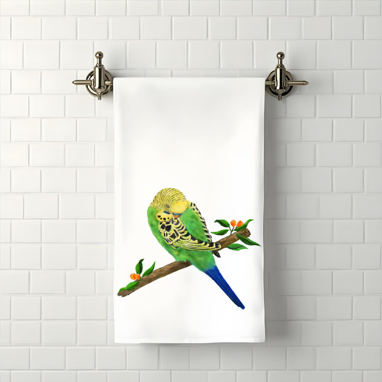 Sleeping Budgie Bathroom Towel - MerikaArt