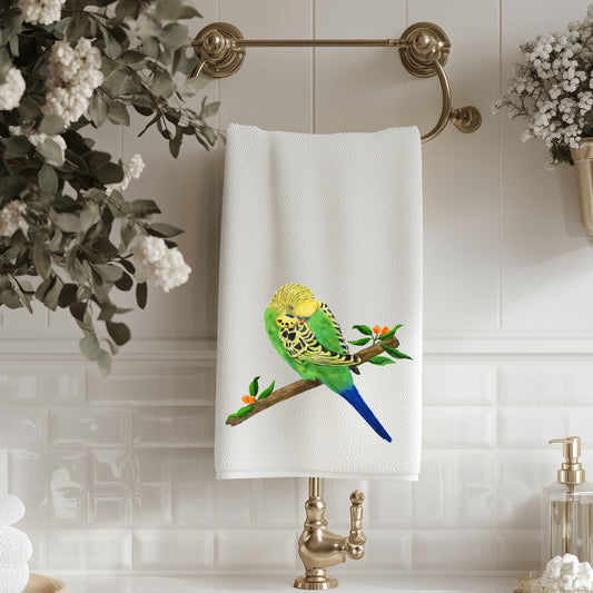 Sleeping Budgie Bathroom Towel - MerikaArt