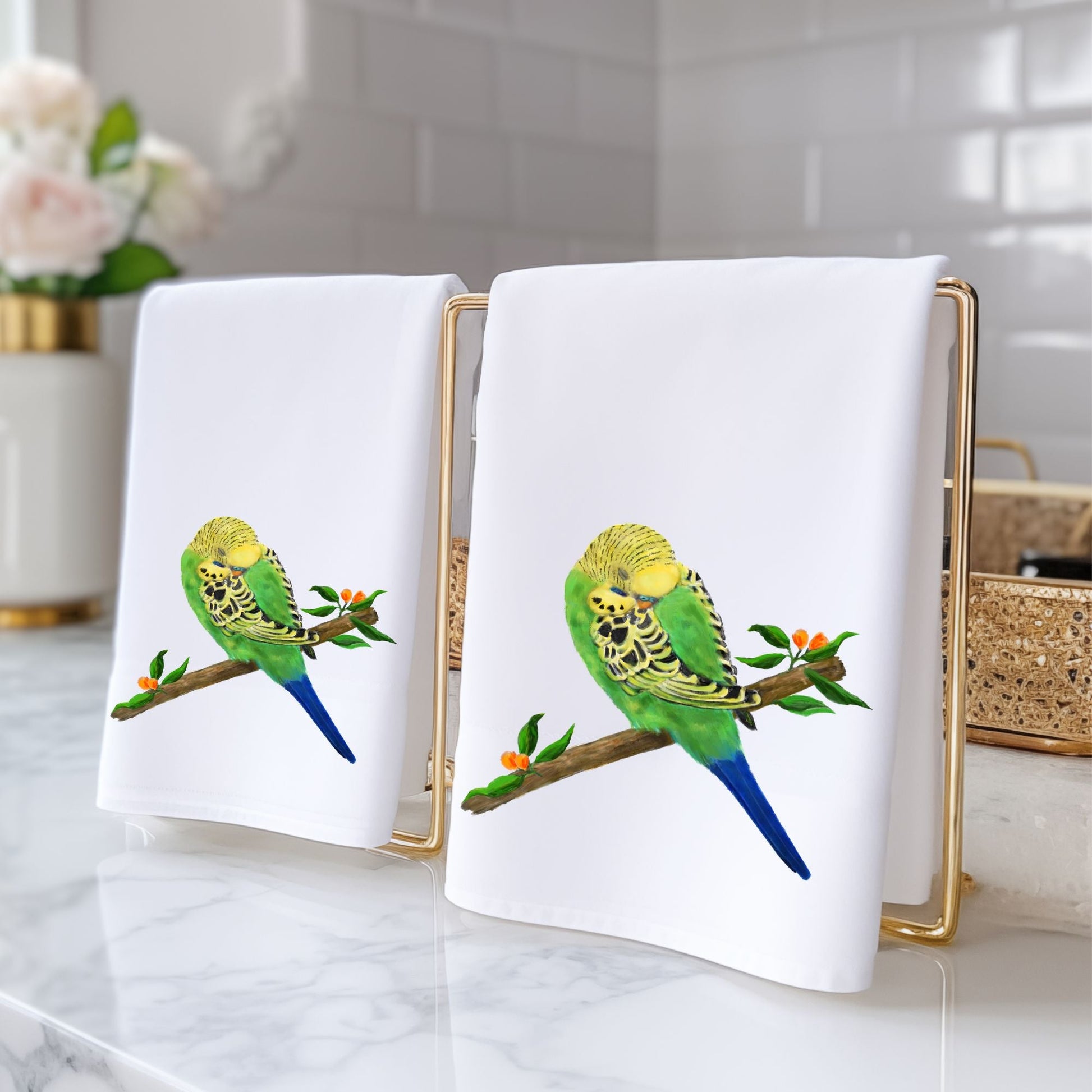Sleeping Budgie Bathroom Towel - MerikaArt