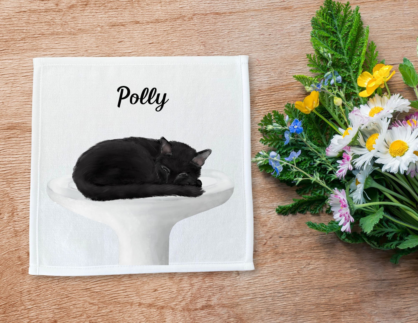 Sleeping Cat on Sink Washcloth - MerikaArt