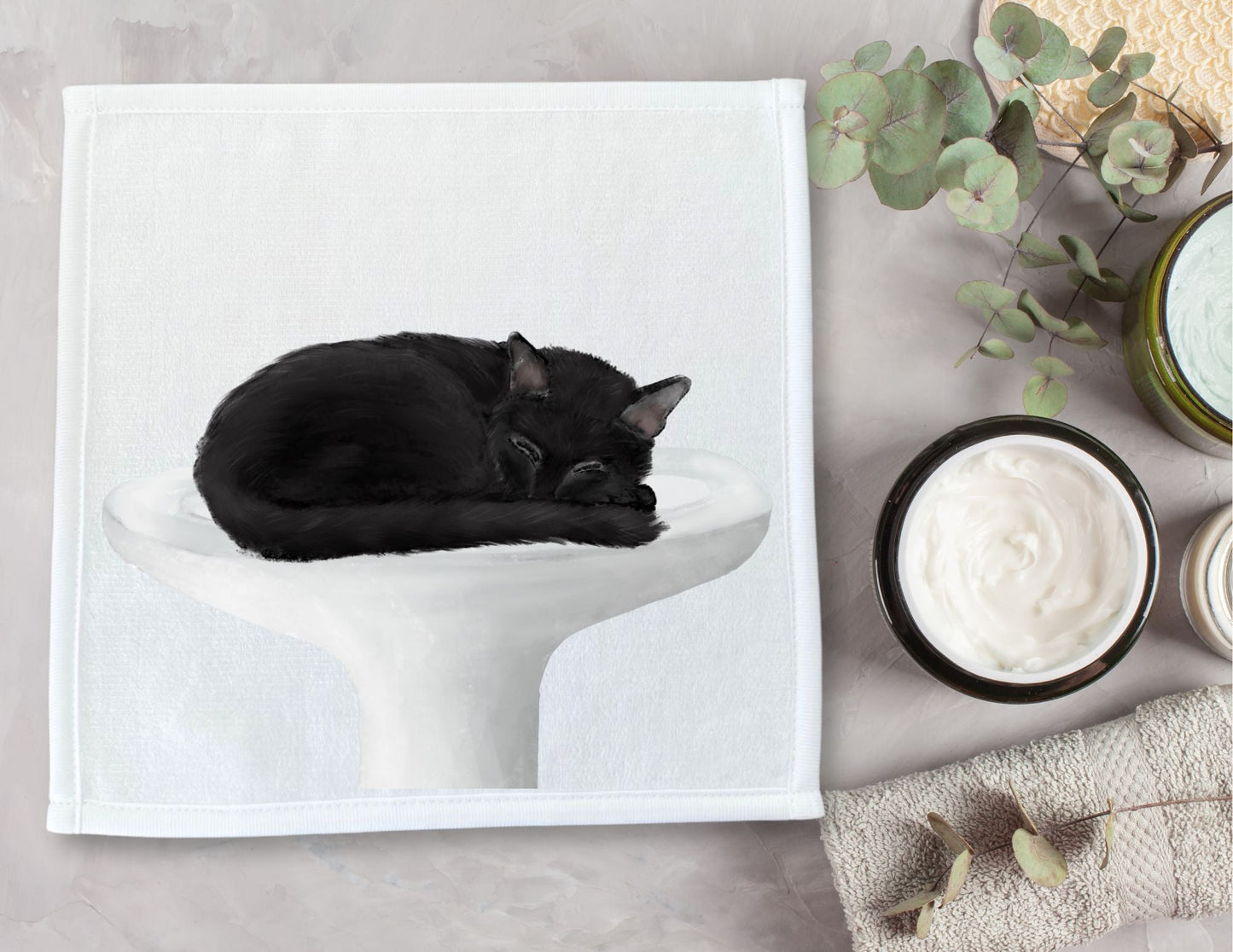 Sleeping Cat on Sink Washcloth - MerikaArt