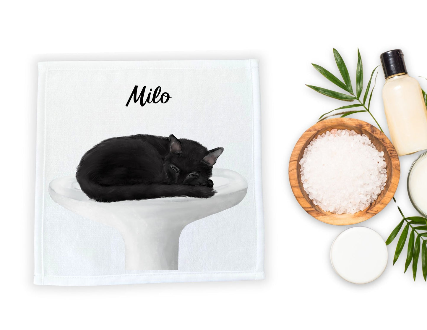 Sleeping Cat on Sink Washcloth - MerikaArt