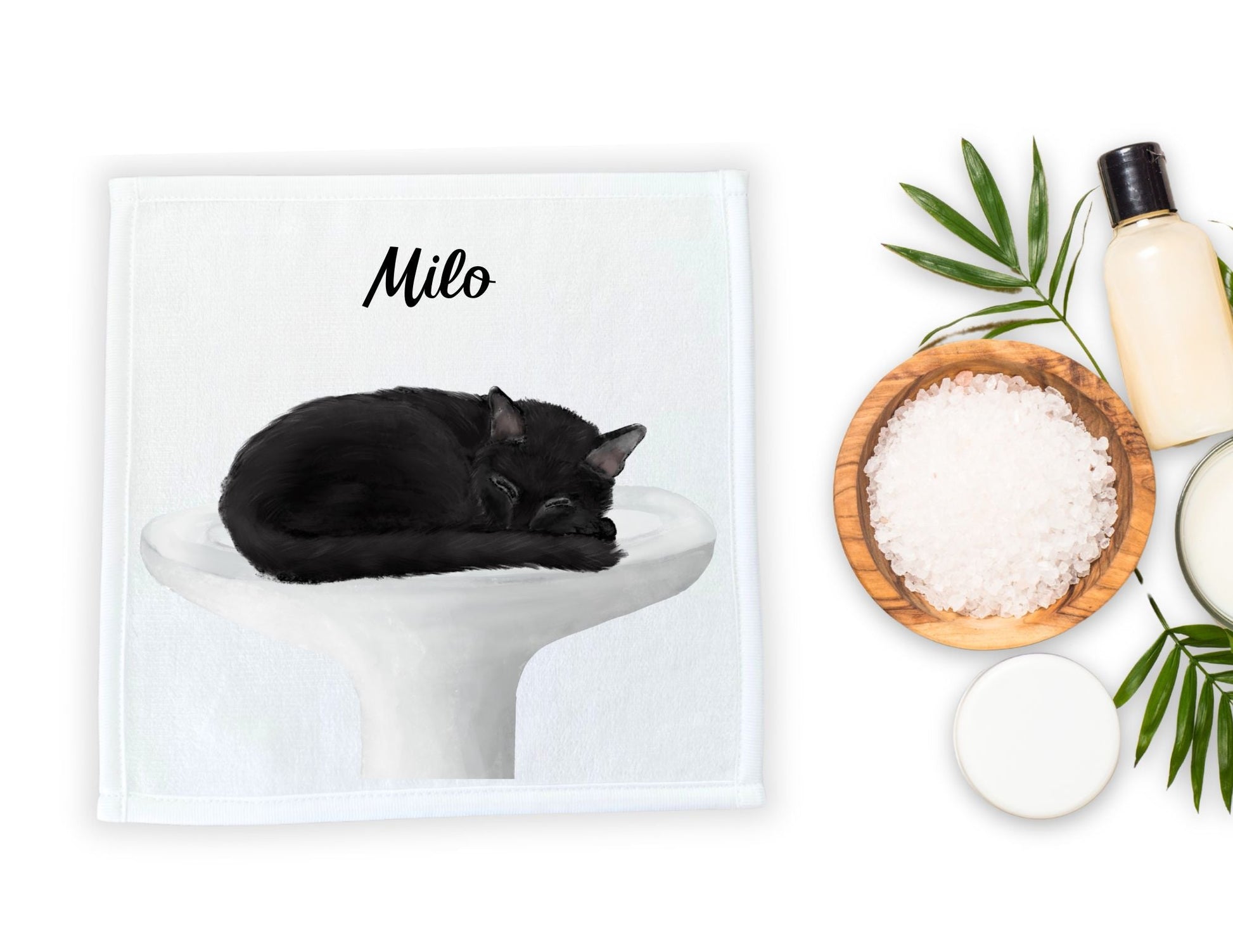 Sleeping Cat on Sink Washcloth - MerikaArt