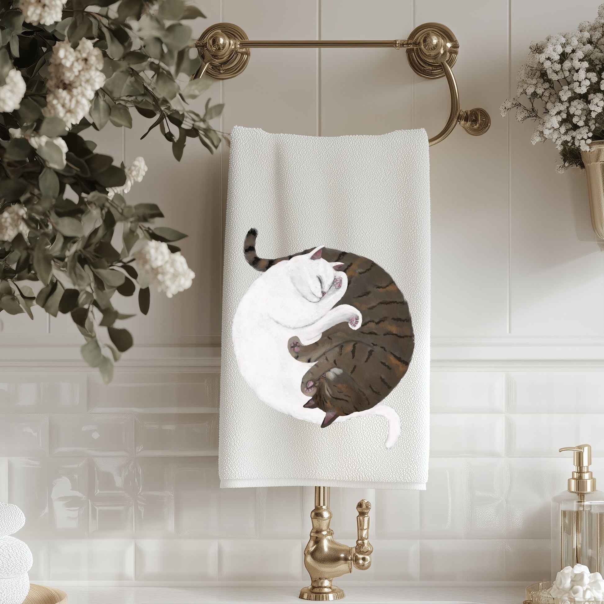 Sleeping Cats Bathroom Towel - MerikaArt