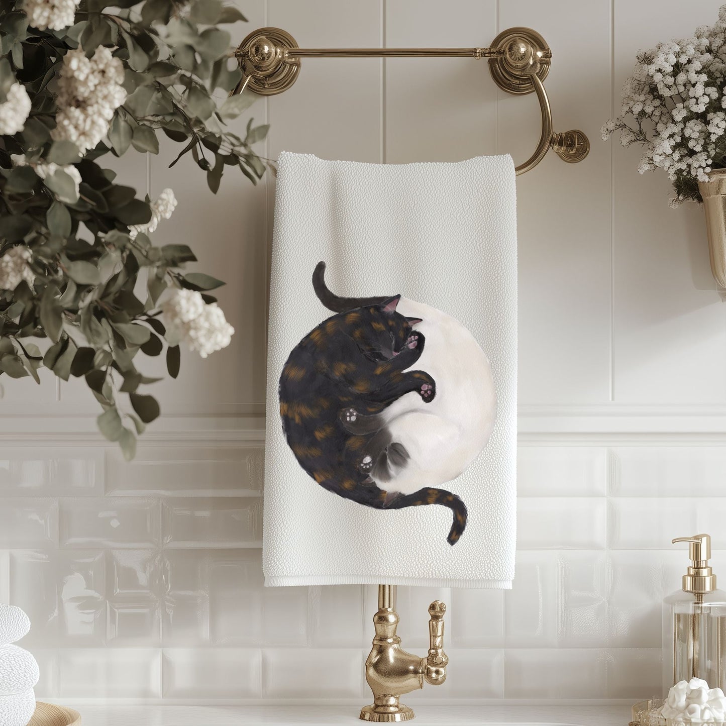 Sleeping Cats Bathroom Towel - MerikaArt
