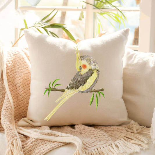 Sleeping Cockatiel Pillow - Nature Inspired Home Decor - MerikaArt