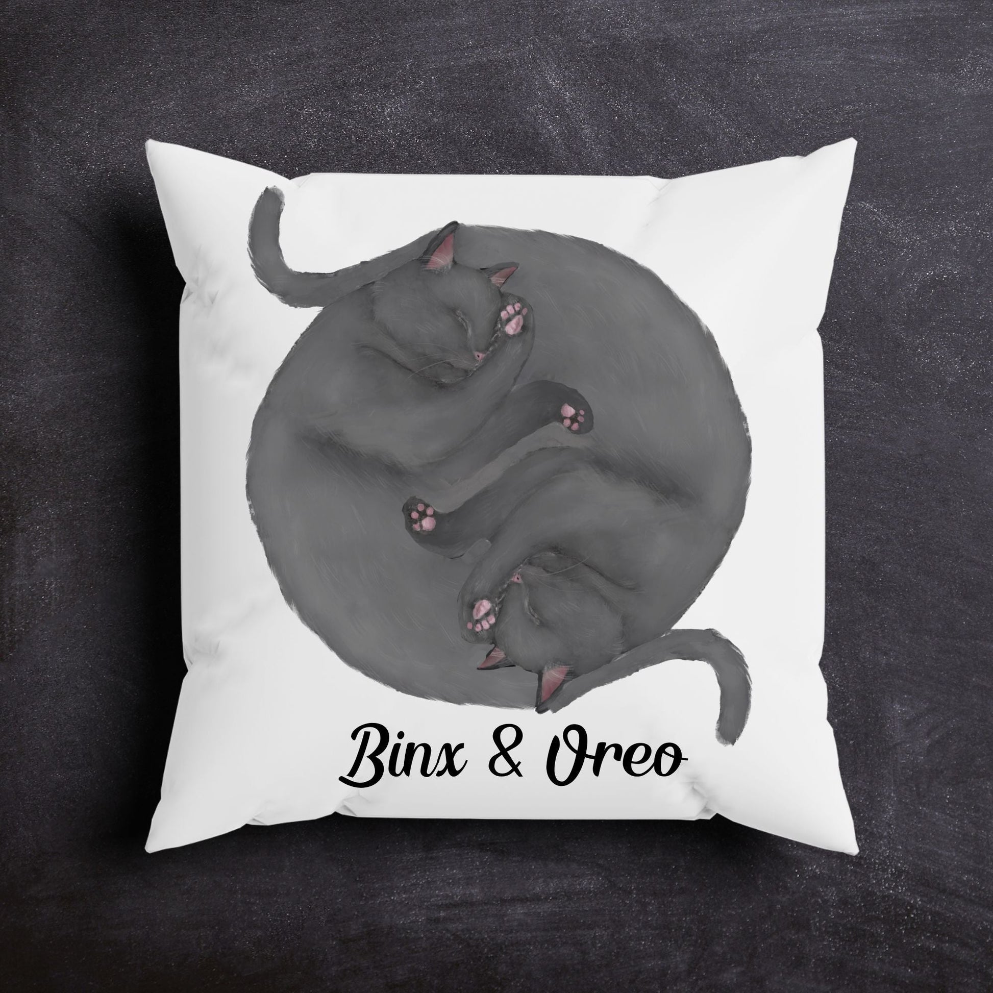 Sleeping Gray Cats Pillow - MerikaArt