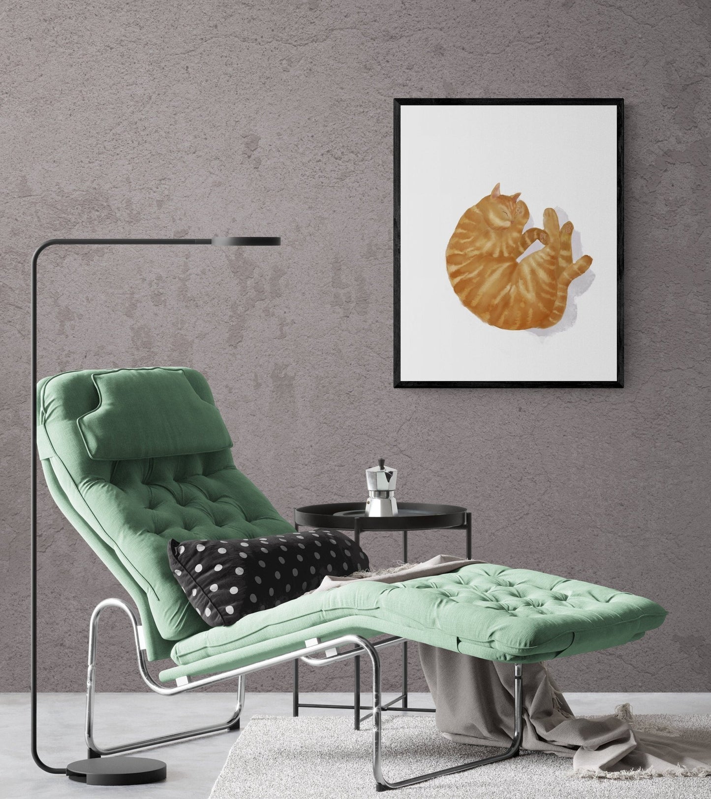 Sleeping Orange And White Tabby Cat Print - MerikaArt