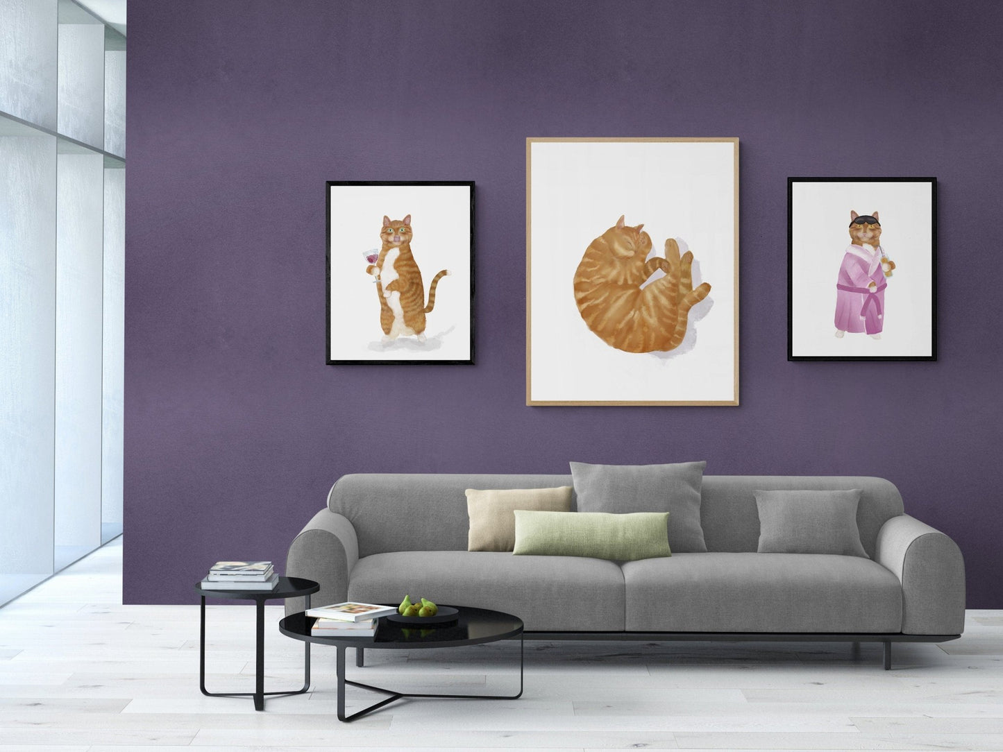 Sleeping Orange And White Tabby Cat Print - MerikaArt