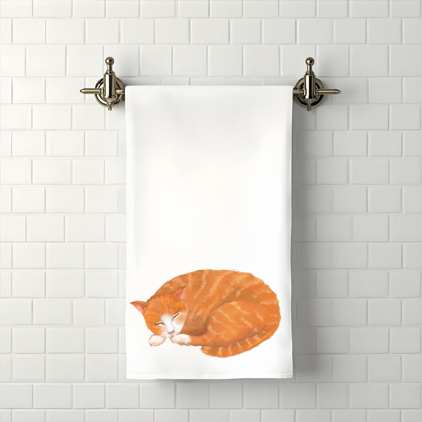 Sleeping Orange Cat Bathroom Towel - MerikaArt
