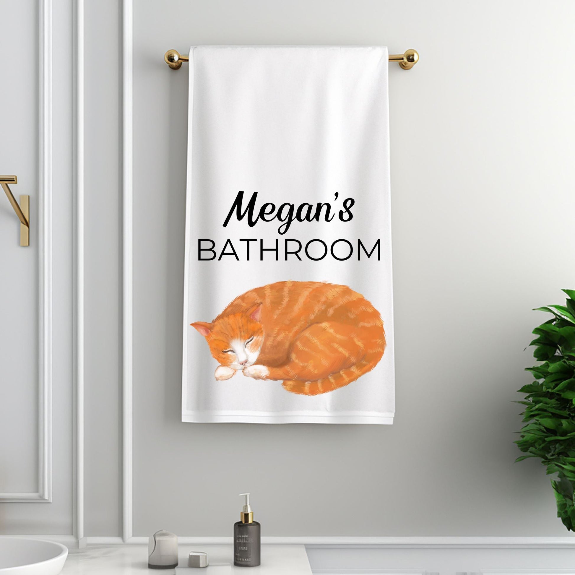 Sleeping Orange Cat Bathroom Towel - MerikaArt