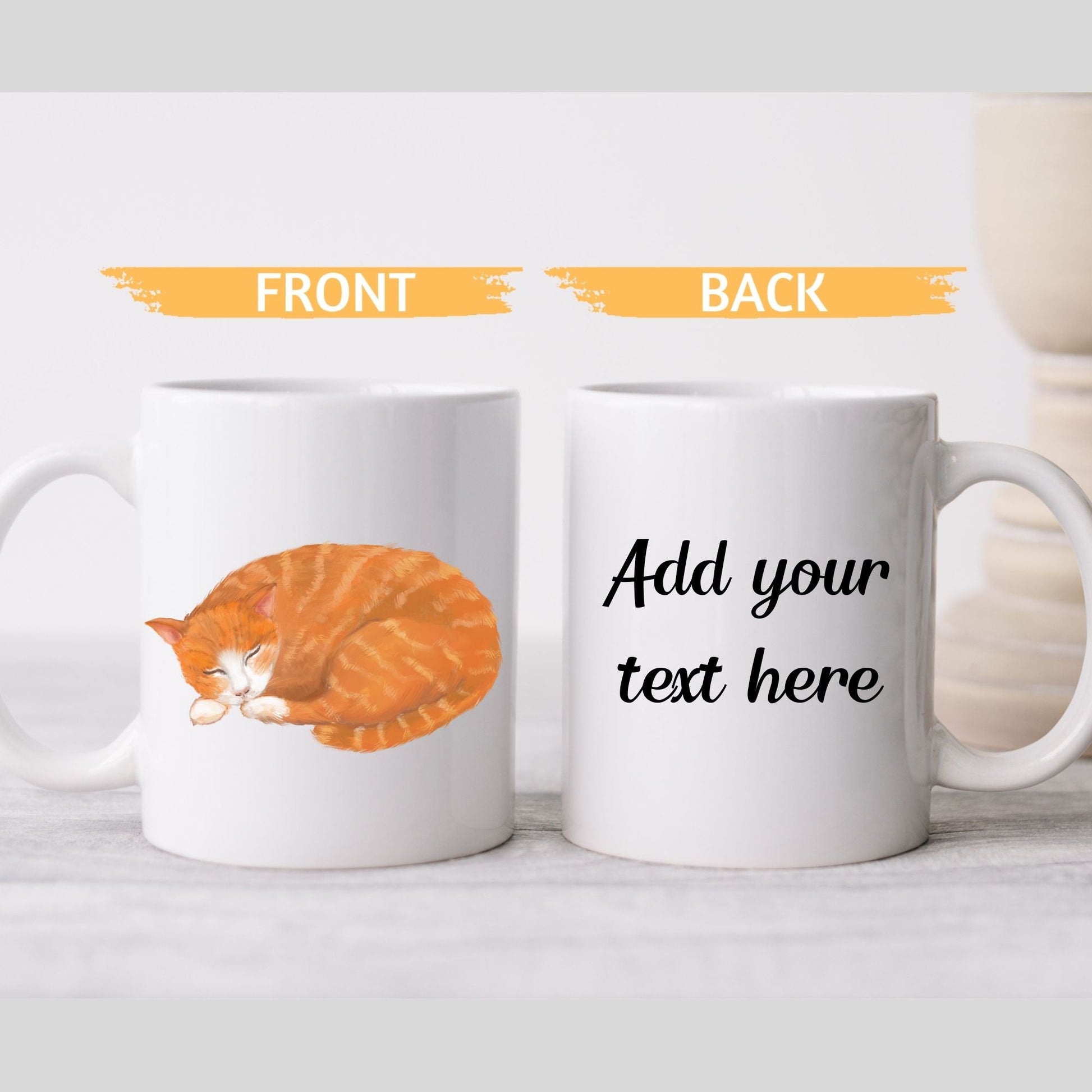 Sleeping Orange Tabby Cat Mug - MerikaArt