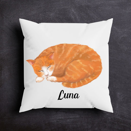 Sleeping Orange Tabby Cat Pillow - MerikaArt