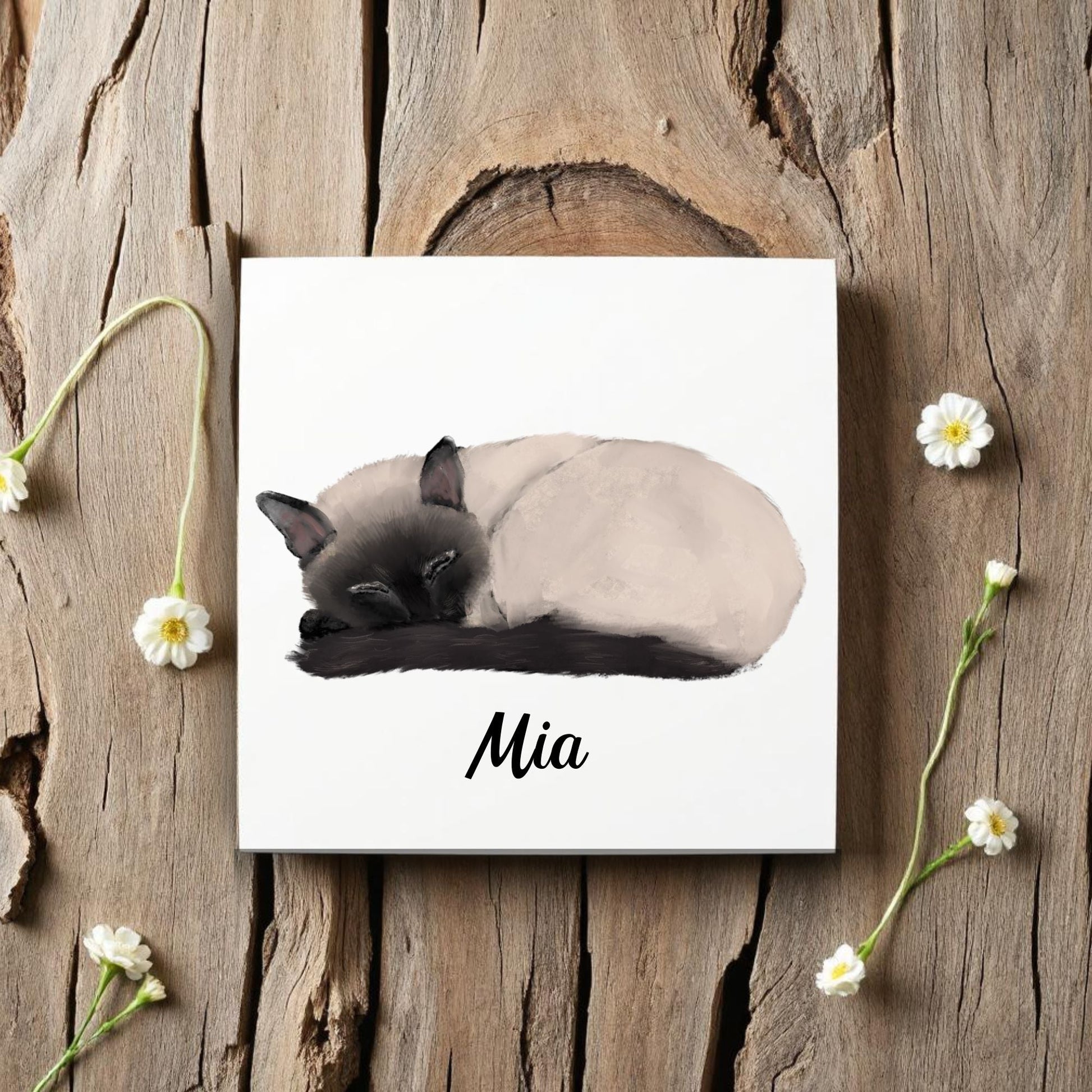 Sleeping Siamese Cat Ceramic Tile - MerikaArt