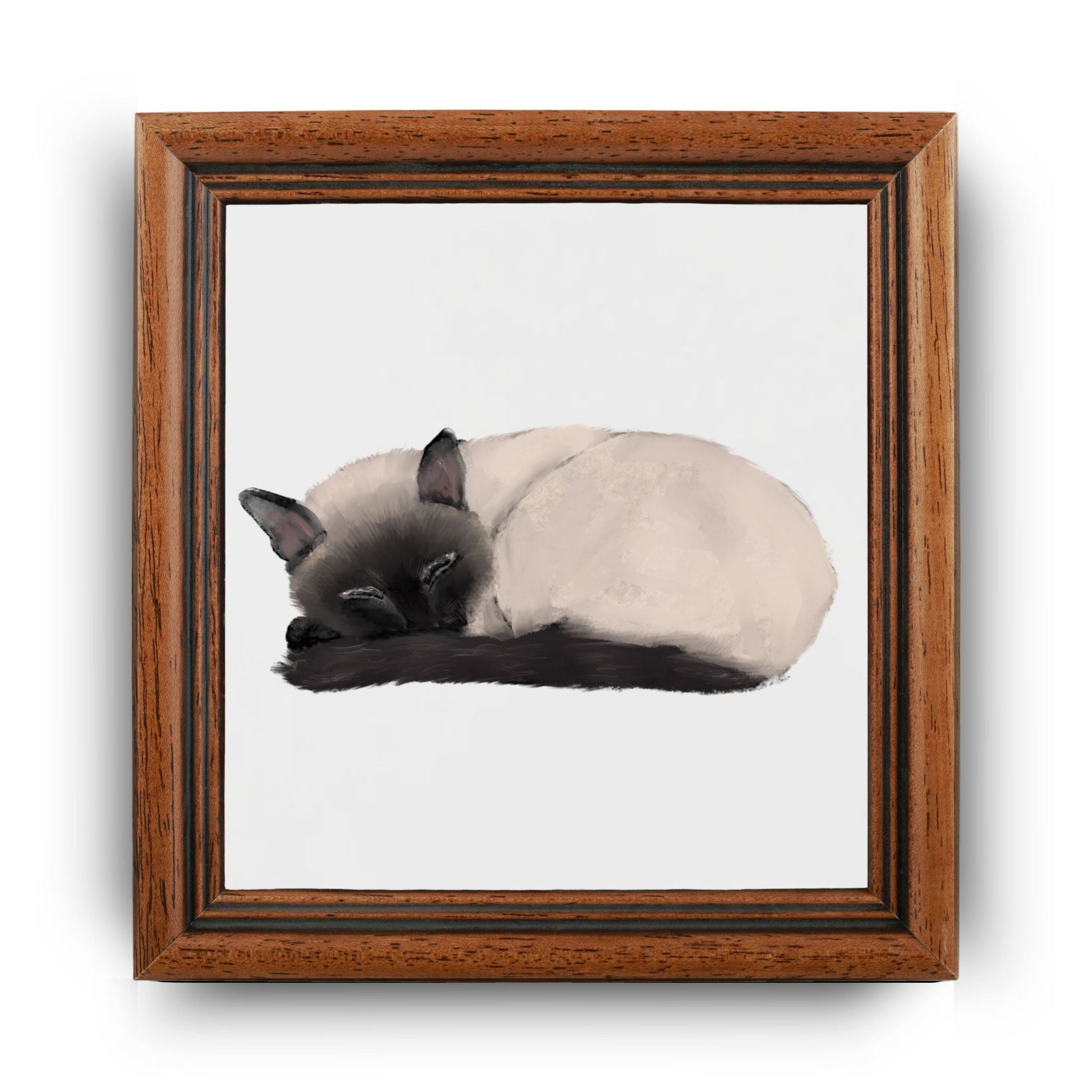 Sleeping Siamese Cat Ceramic Tile - MerikaArt