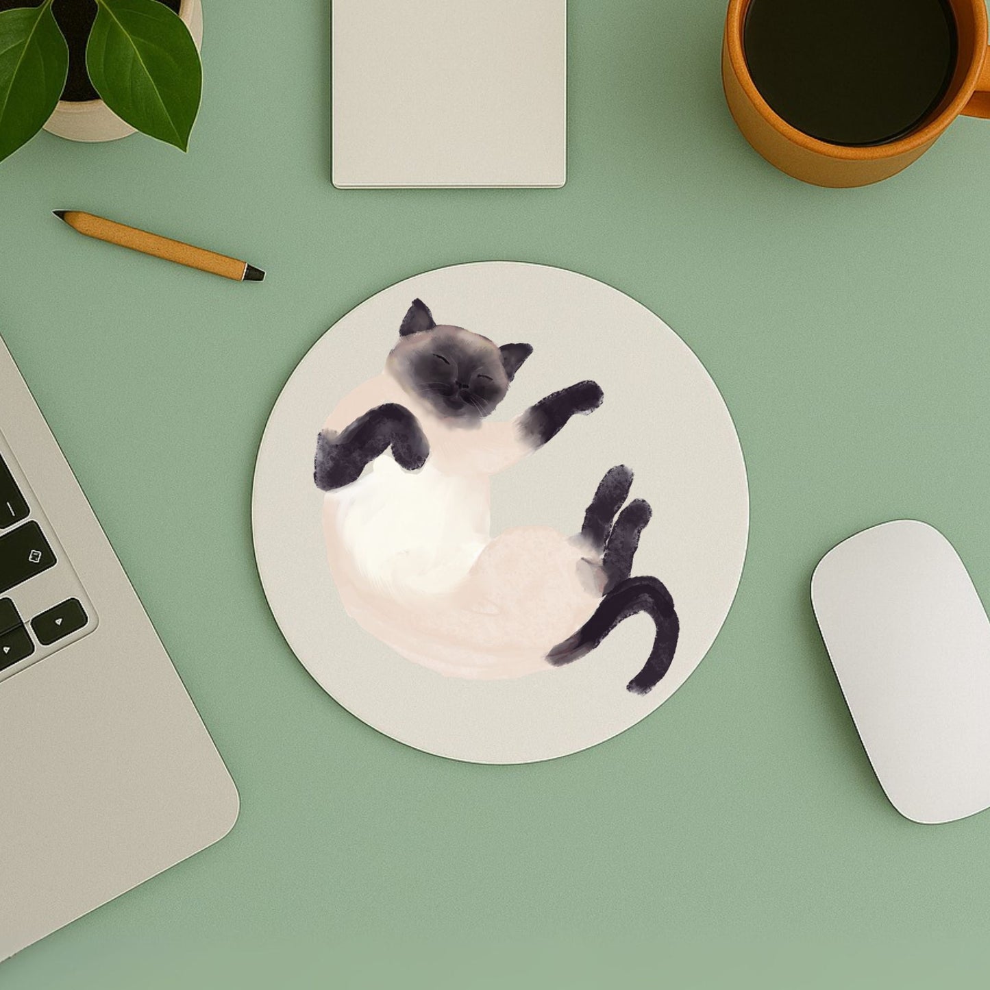 Sleeping Siamese Cat Mousepad - MerikaArt