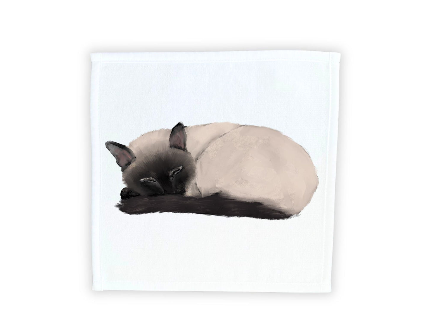 Sleeping Siamese Cat Washcloth - MerikaArt
