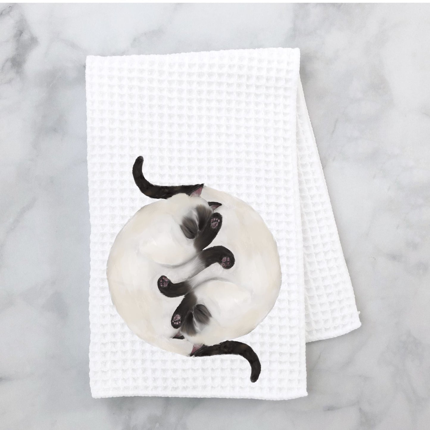 Sleeping Siamese Cats Kitchen Towel - MerikaArt
