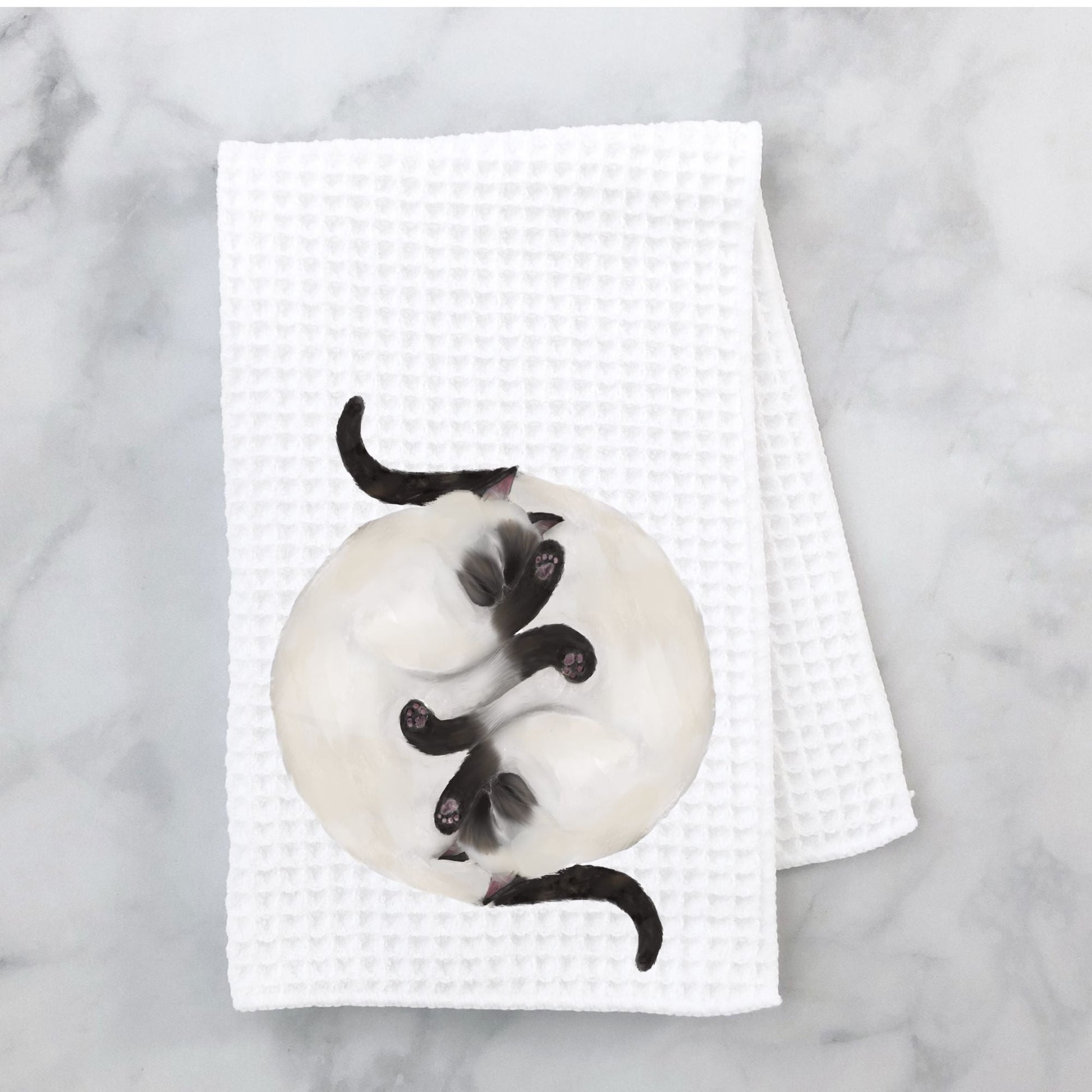 Sleeping Siamese Cats Kitchen Towel - MerikaArt