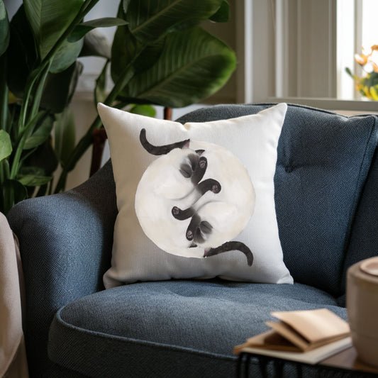 Sleeping Siamese Cats Pillow - MerikaArt