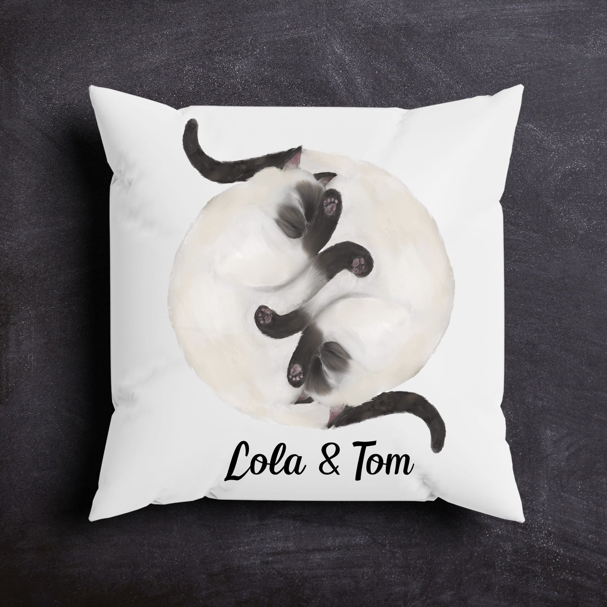 Sleeping Siamese Cats Pillow - MerikaArt