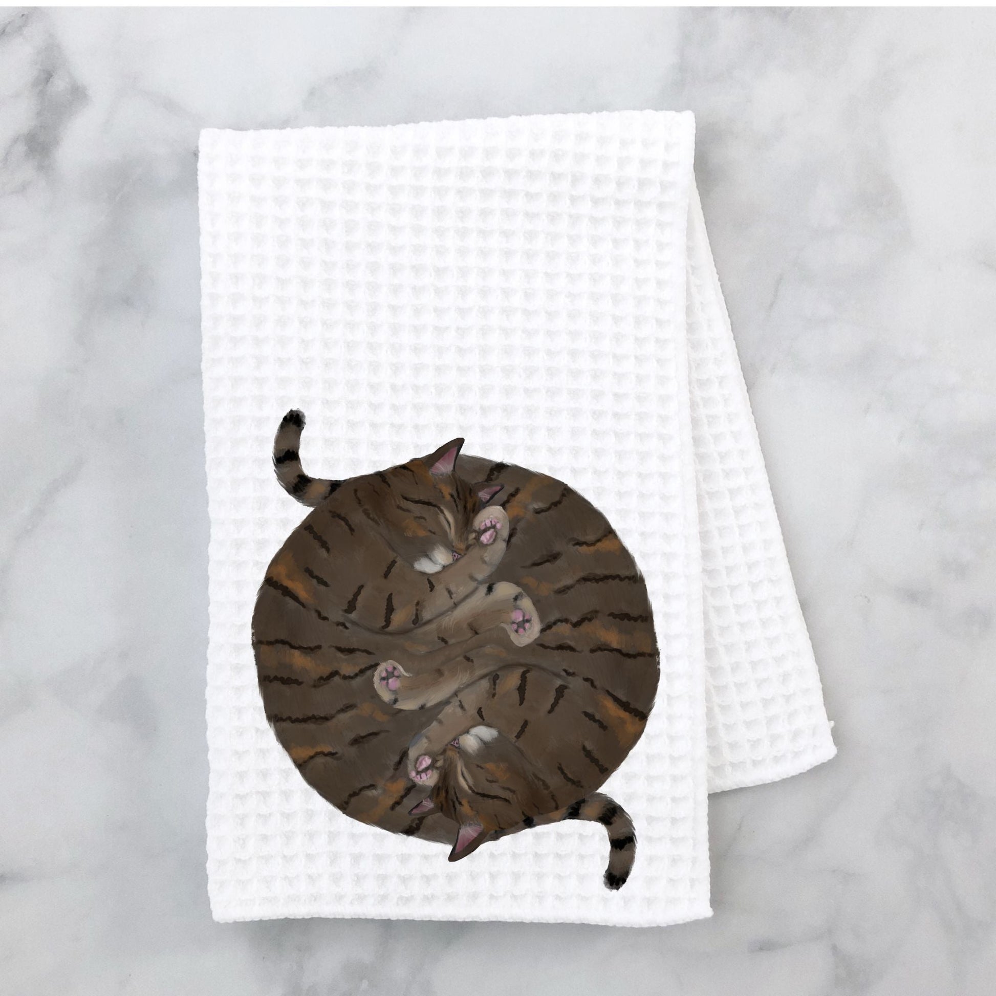 Sleeping Tabby Cats Kitchen Towel - MerikaArt
