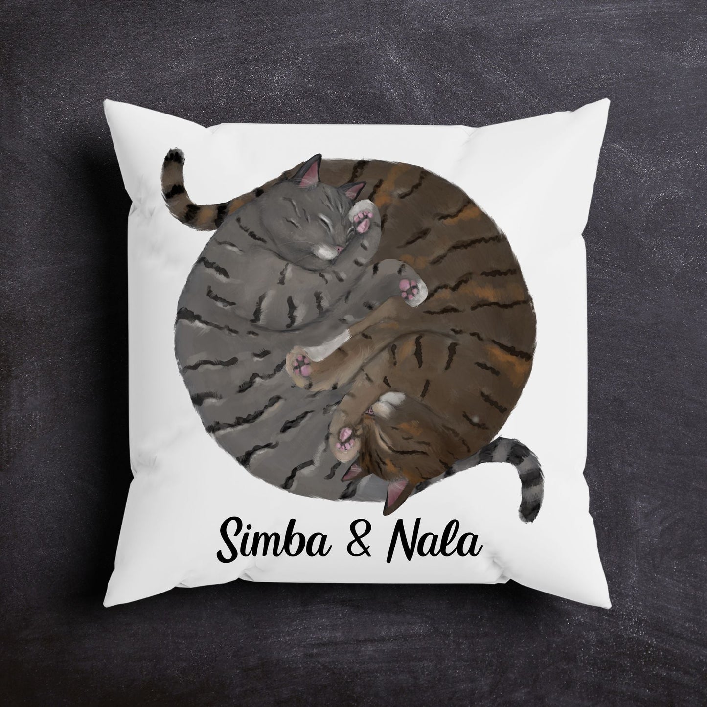 Sleeping Tabby Cats Pillow - MerikaArt