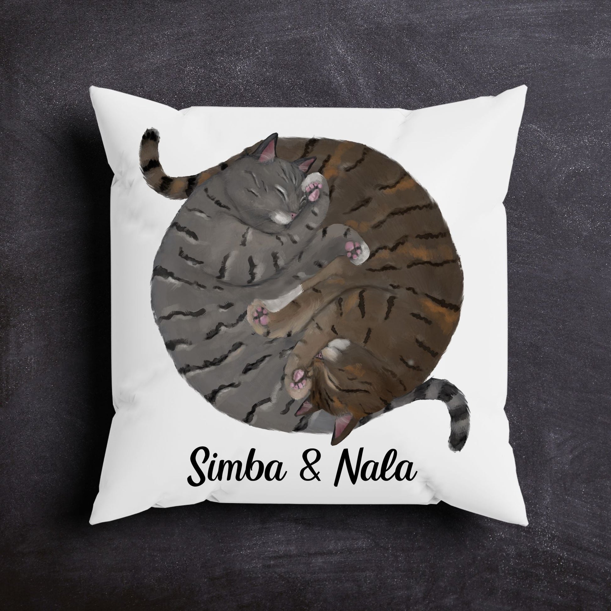 Sleeping Tabby Cats Pillow - MerikaArt