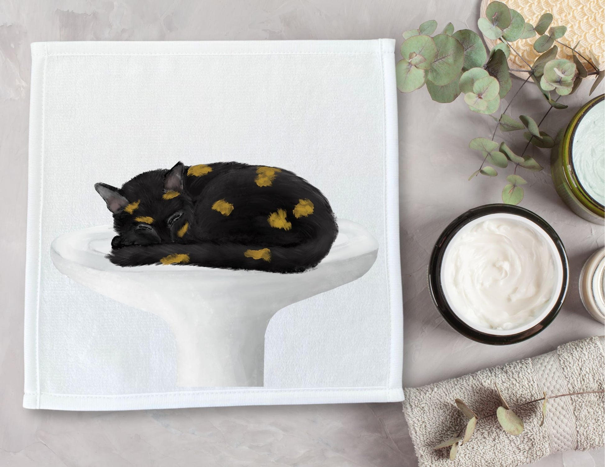Sleeping Tortoiseshell Cat Washcloth - MerikaArt