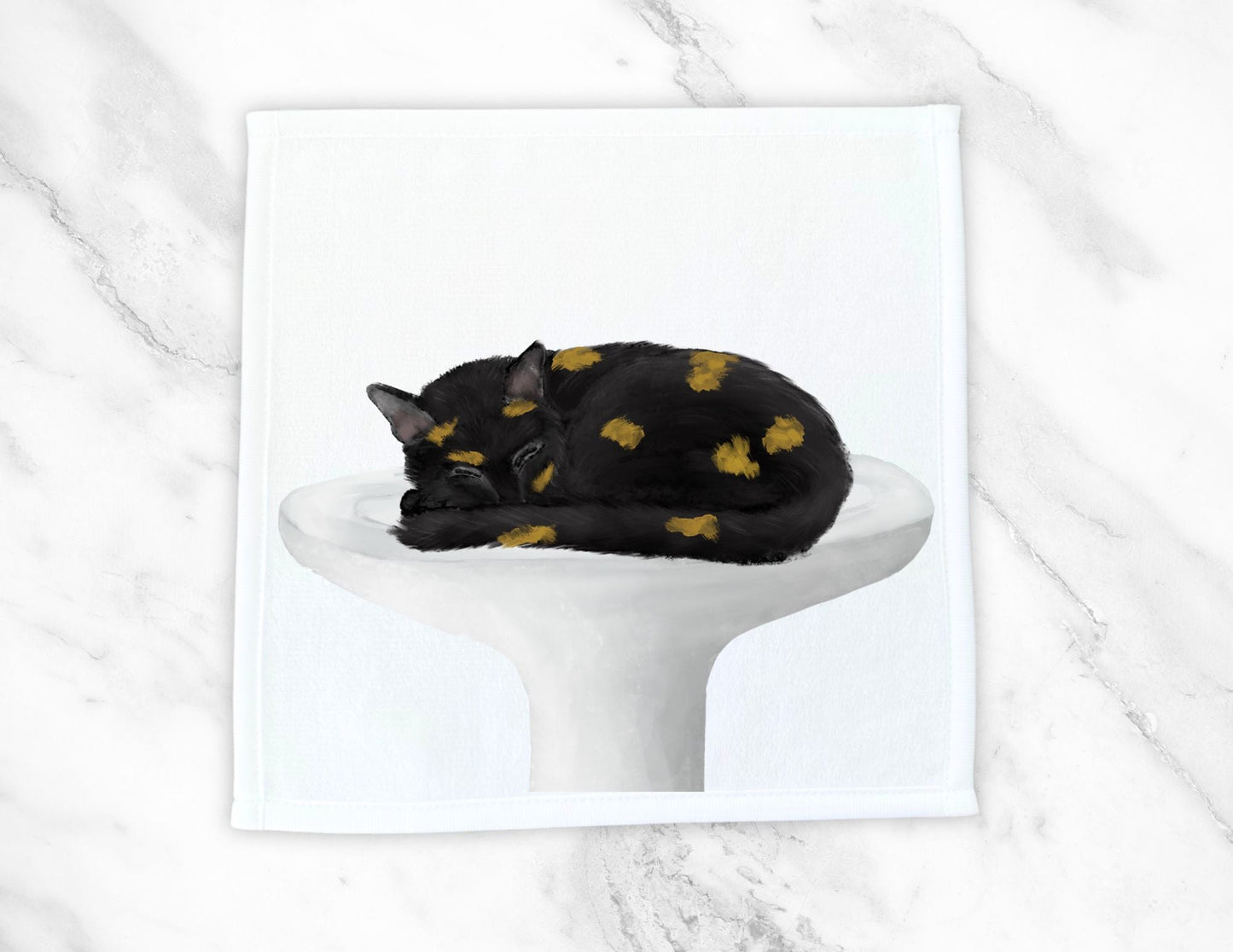 Sleeping Tortoiseshell Cat Washcloth - MerikaArt