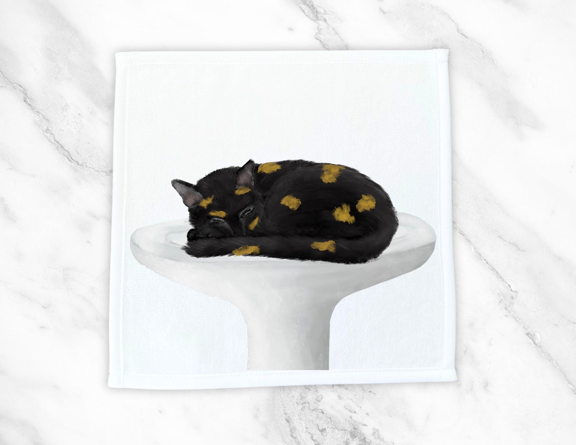 Sleeping Tortoiseshell Cat Washcloth - MerikaArt