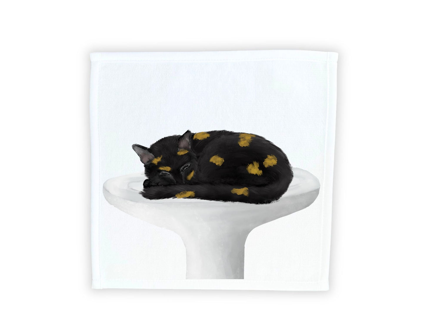 Sleeping Tortoiseshell Cat Washcloth - MerikaArt
