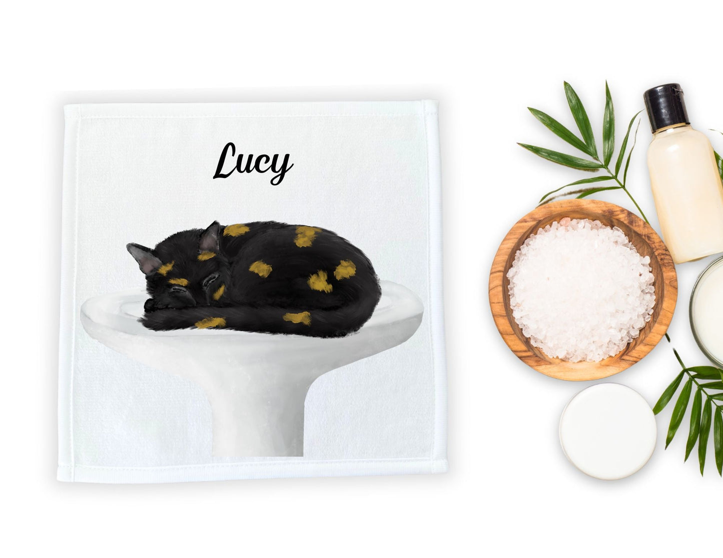 Sleeping Tortoiseshell Cat Washcloth - MerikaArt