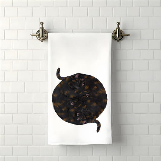 Sleeping Tortoiseshell Cats Bathroom Towel - MerikaArt