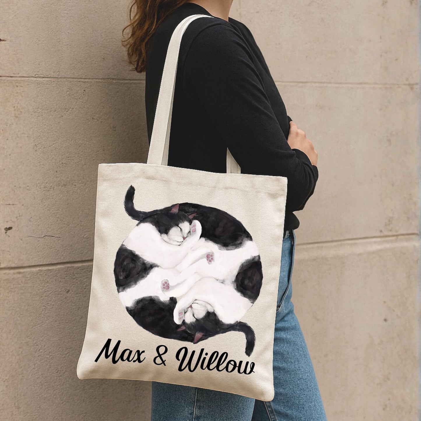 Sleeping Tuxedo Cats Canvas Tote Bag - MerikaArt