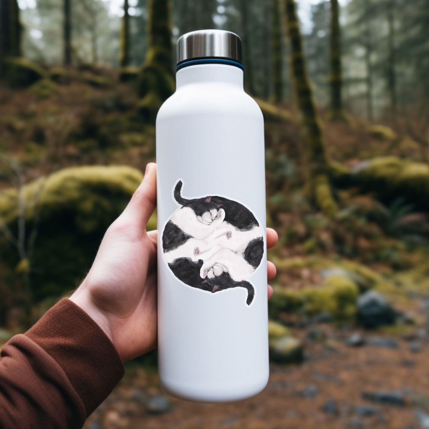 Sleeping Tuxedo Cats Vinyl Sticker - MerikaArt