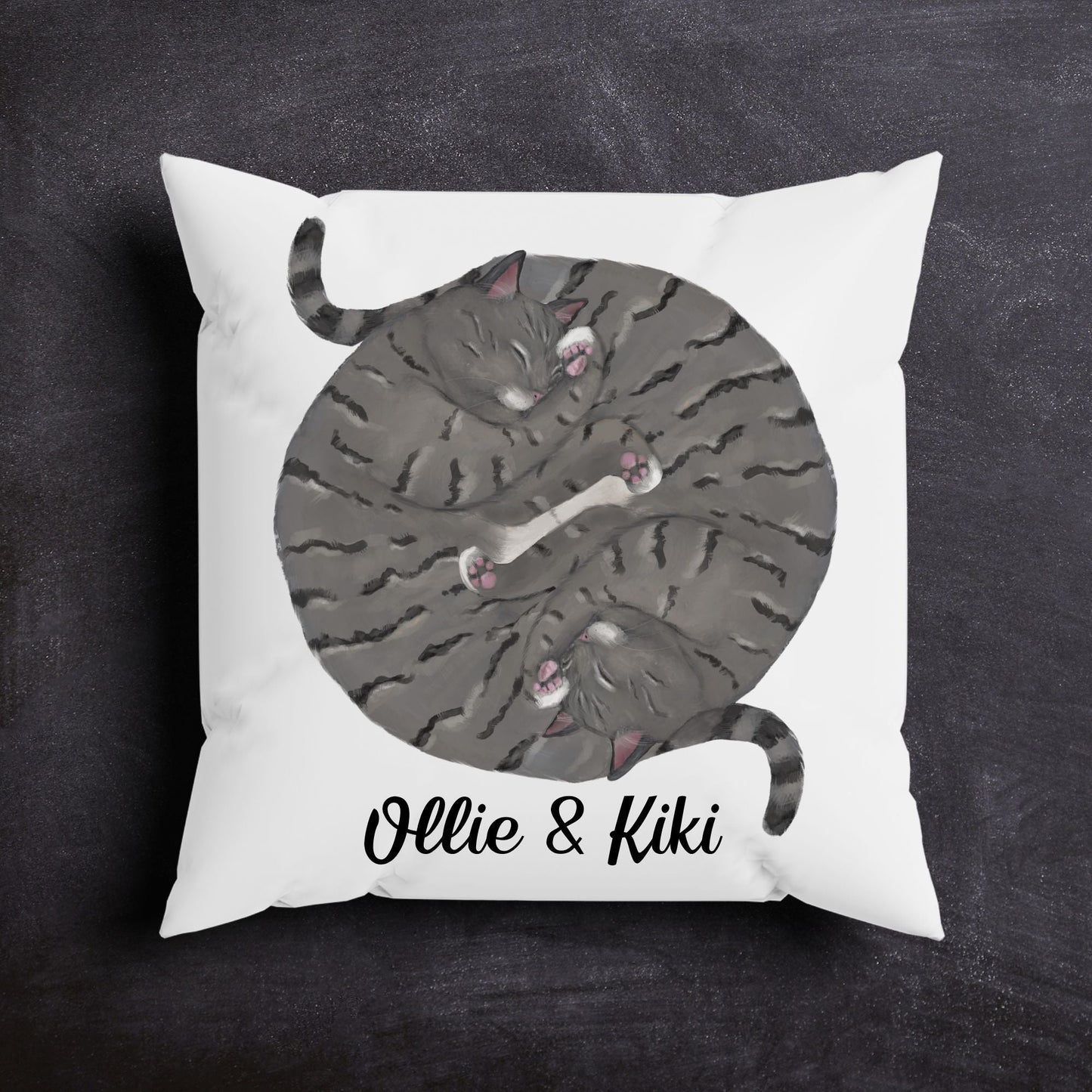 Sleeping Twin Tabby Cats Pillow - MerikaArt