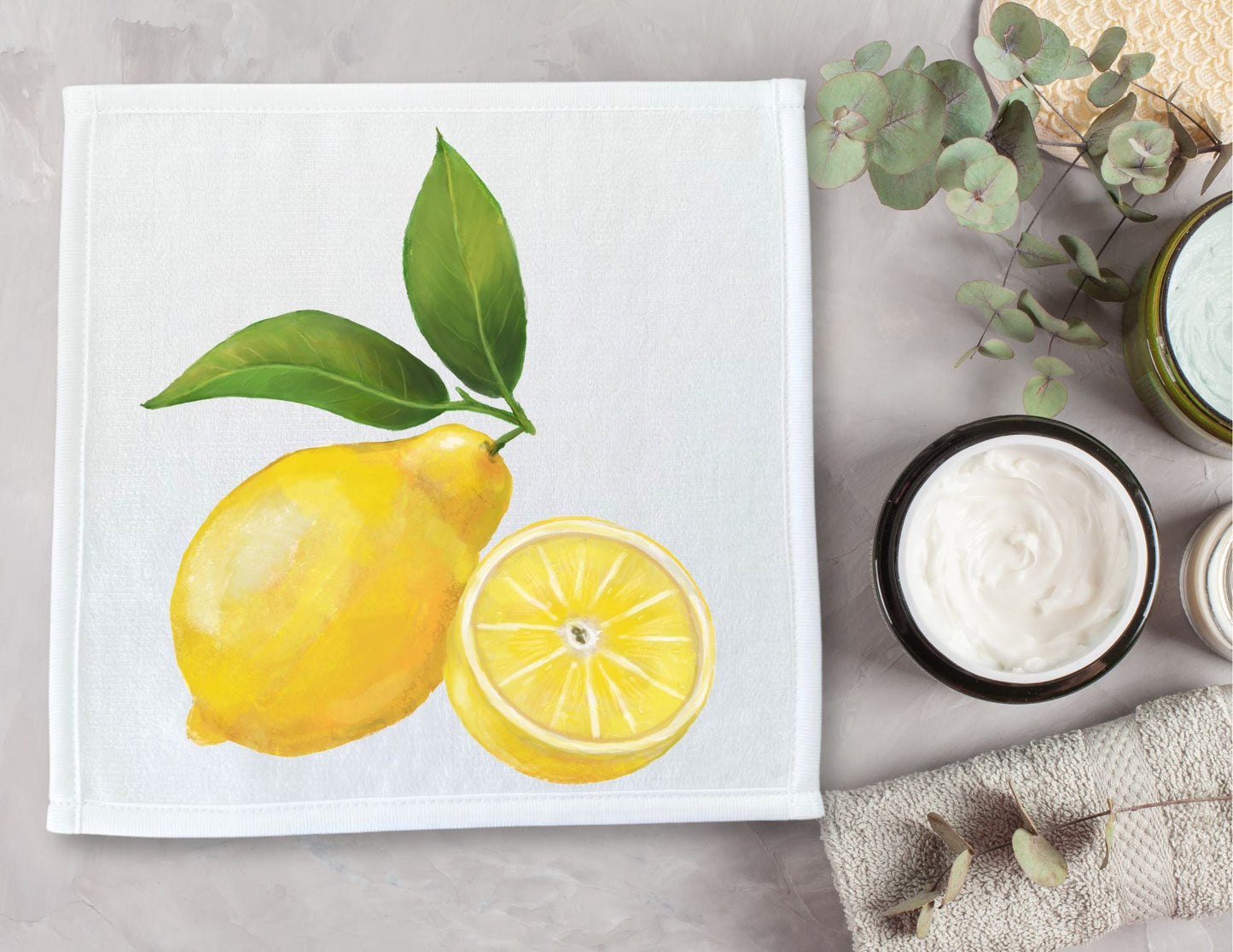 Sliced Lemon Washcloth - MerikaArt