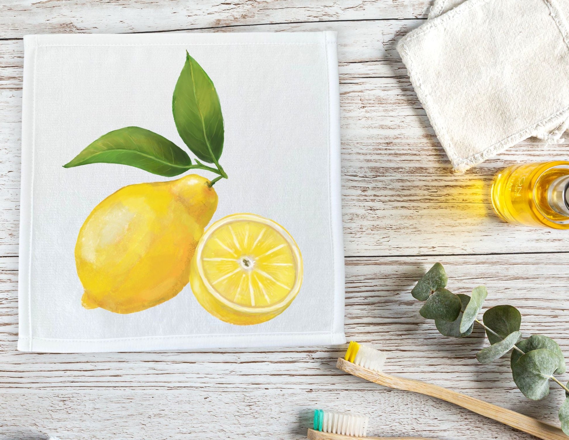 Sliced Lemon Washcloth - MerikaArt