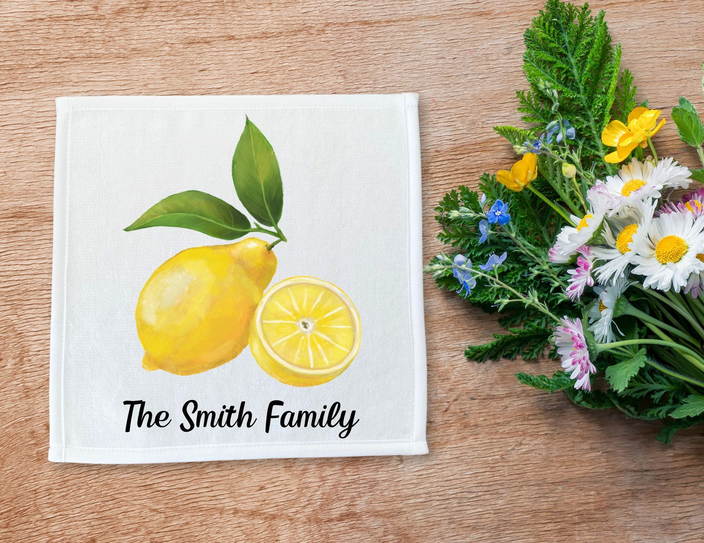 Sliced Lemon Washcloth - MerikaArt