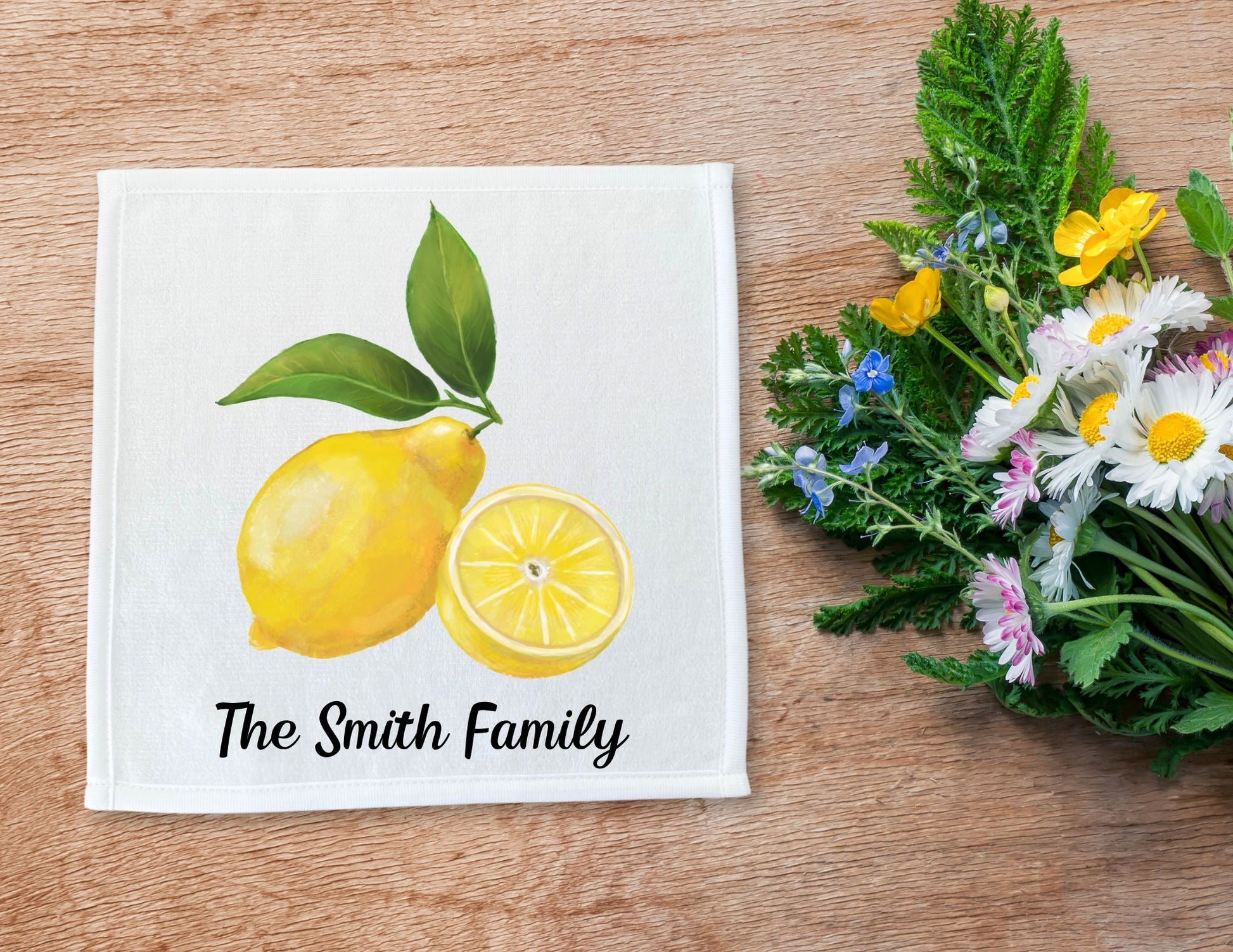 Sliced Lemon Washcloth - MerikaArt