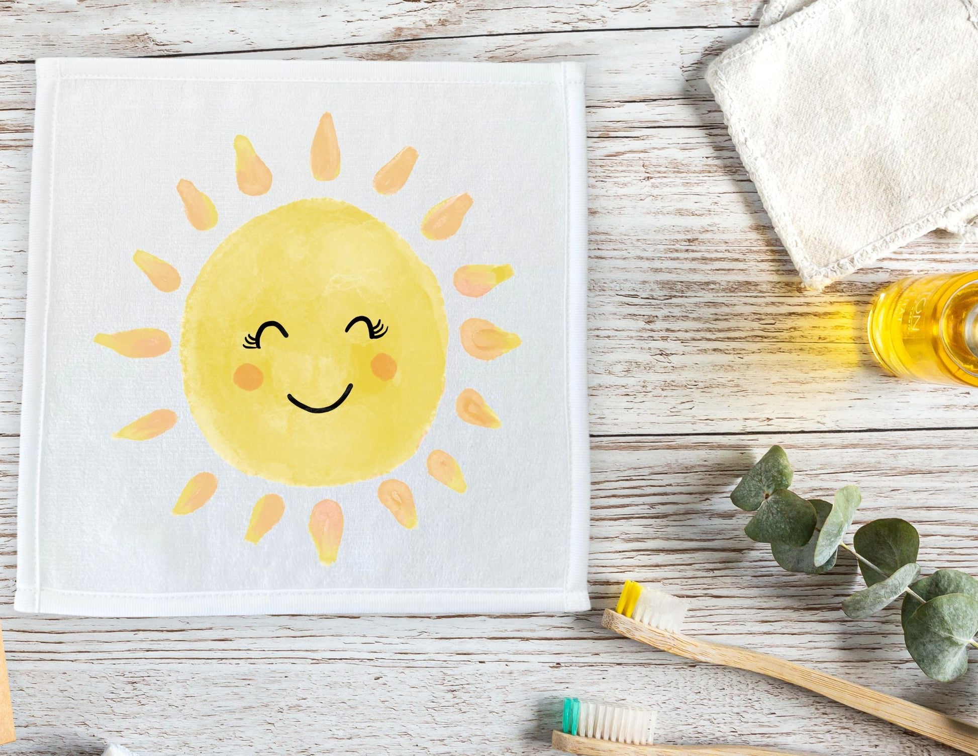 Smiling Sun Washcloth - MerikaArt