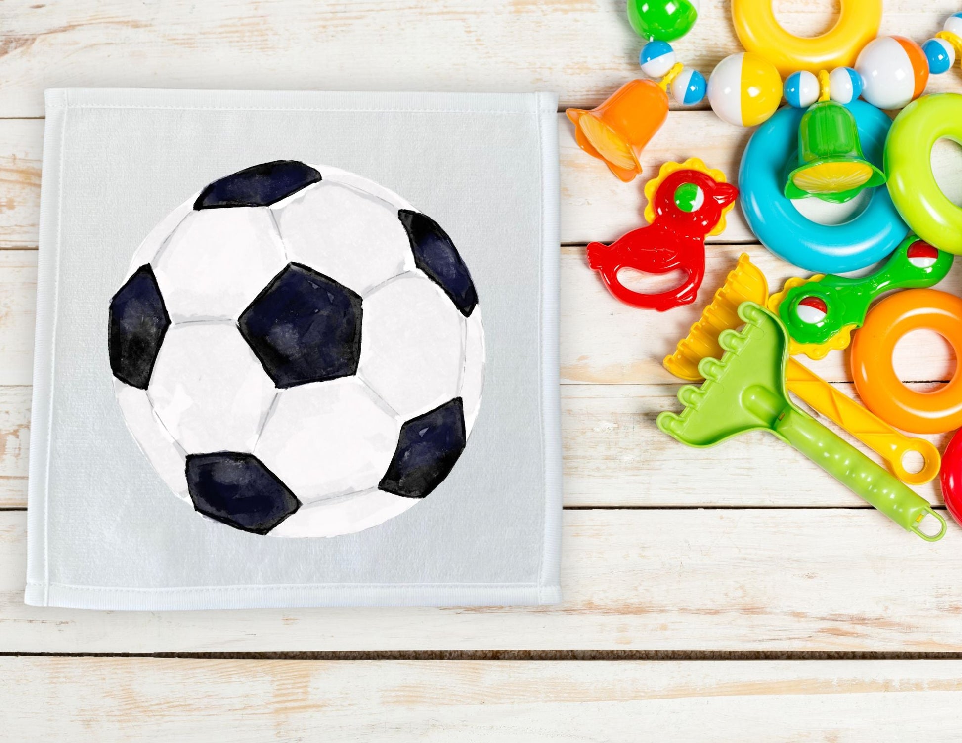 Soccer Ball Washcloth - Kids Bthroom Towel - MerikaArt