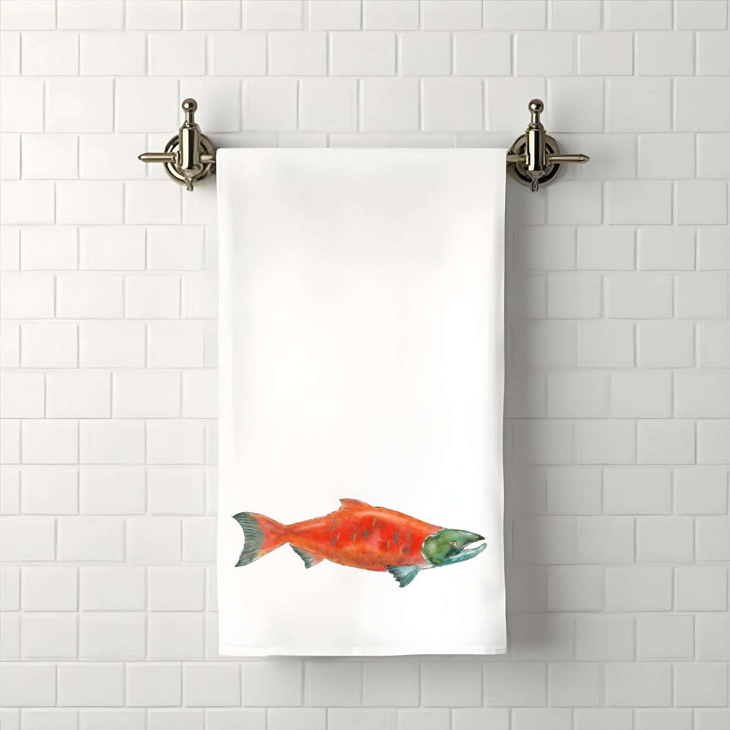 Sockeye Salmon Bathroom Towel - MerikaArt