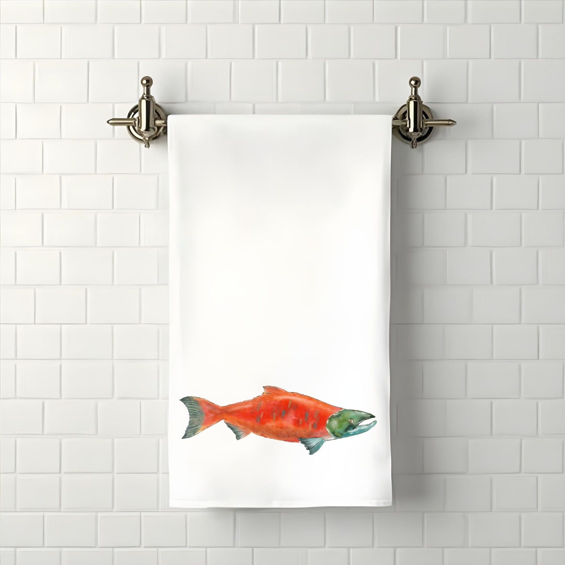 Sockeye Salmon Bathroom Towel - MerikaArt