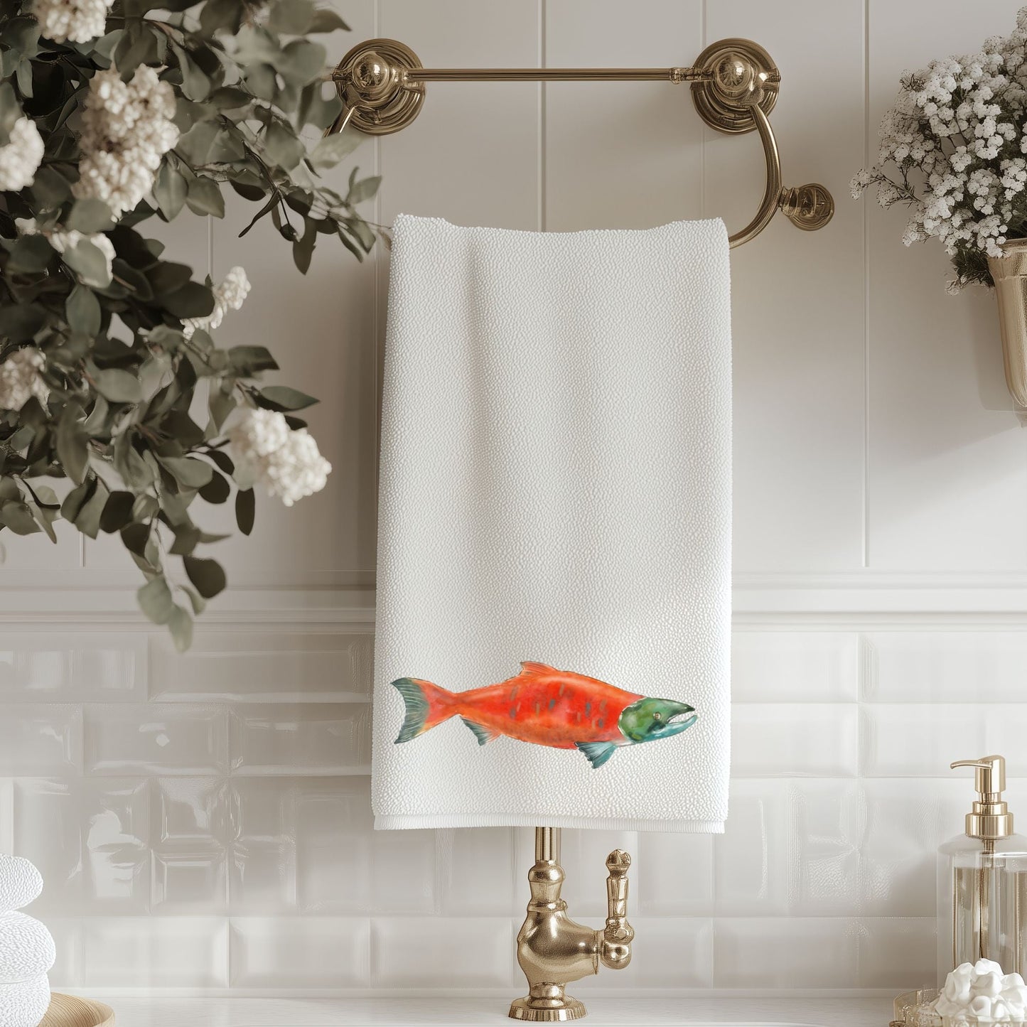 Sockeye Salmon Bathroom Towel - MerikaArt