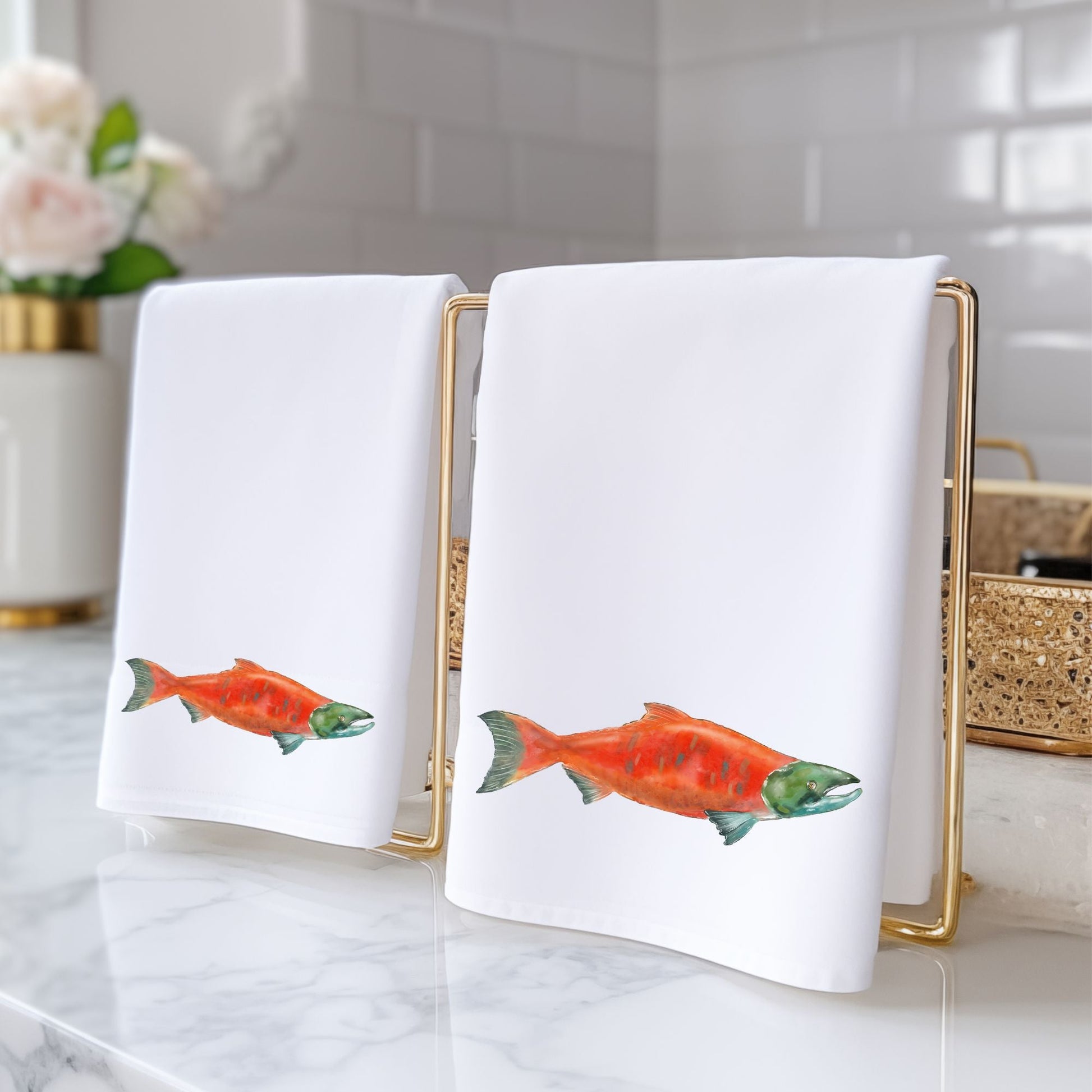 Sockeye Salmon Bathroom Towel - MerikaArt
