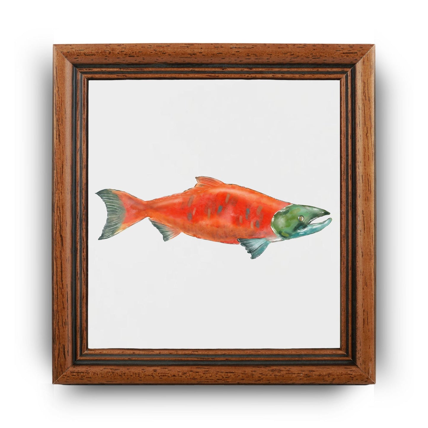 Sockeye Salmon Ceramic Tile – Handcrafted Marine Art - MerikaArt
