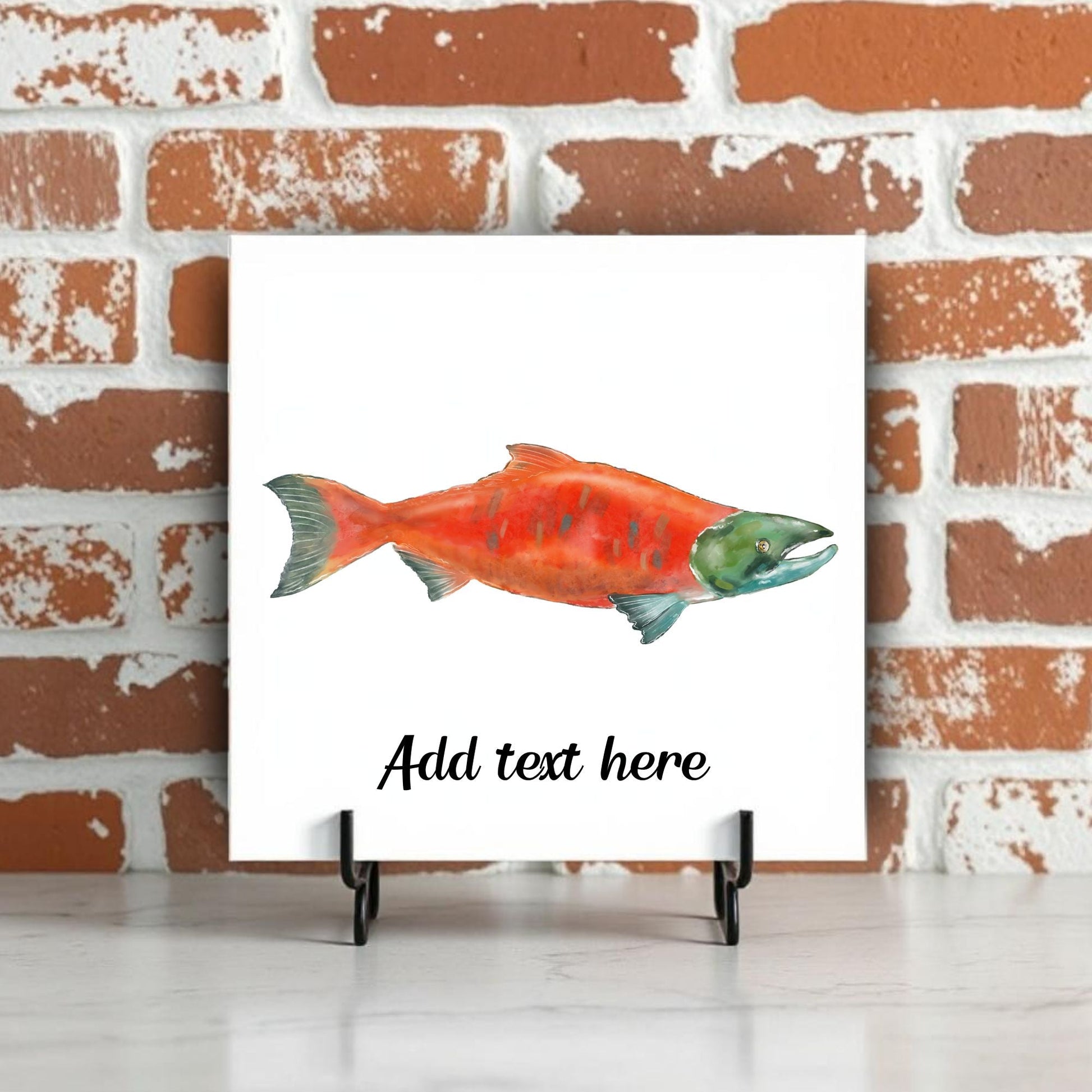 Sockeye Salmon Ceramic Tile – Handcrafted Marine Art - MerikaArt