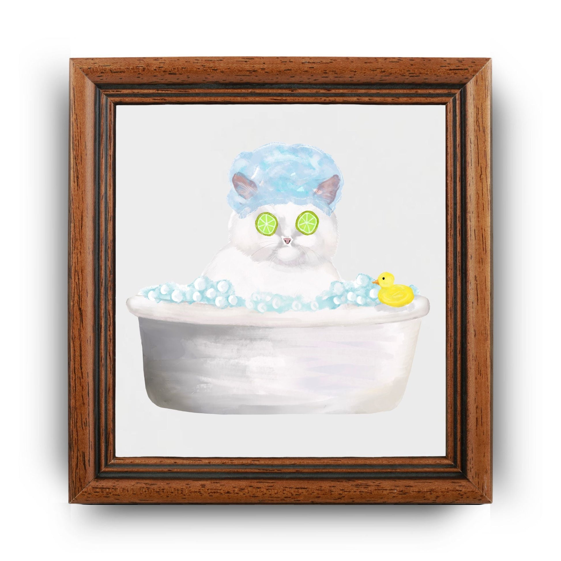 Spa Day Cat Ceramic Tile - MerikaArt